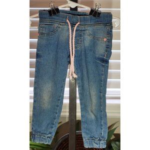 Via Onix Premium Stretch Blue Acid Wash Faux Denim Pants Toddler Baby 1T 12M